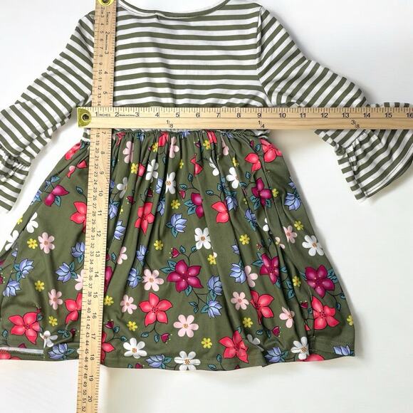 Blueberi Boulevard Girls Dress 2T Striped Floral Cottagecore Ruffle Whimsical - Picture 2 of 3